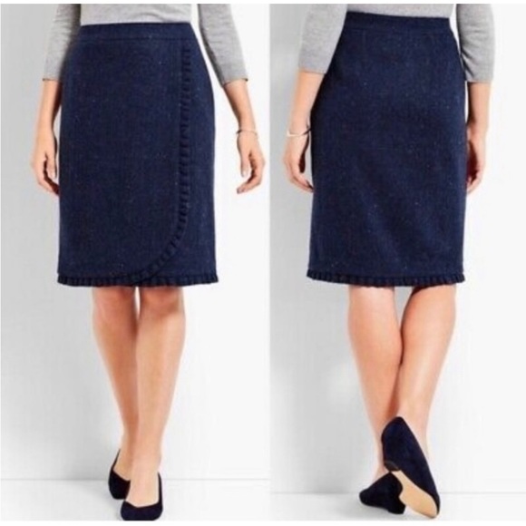 Talbots Blue Donegal Tweed Shetland Ruffle Wrap Skirt. Size: 10 - Picture 2 of 9